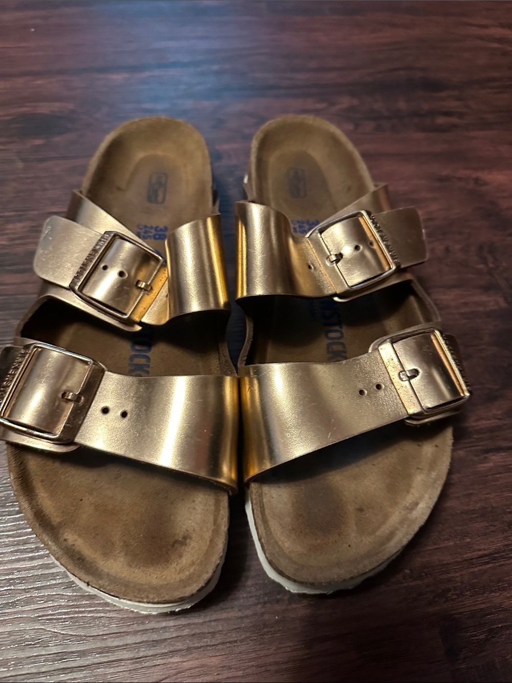 Women’s Metallic Bronze Two-Strap Birkenstock Sandals